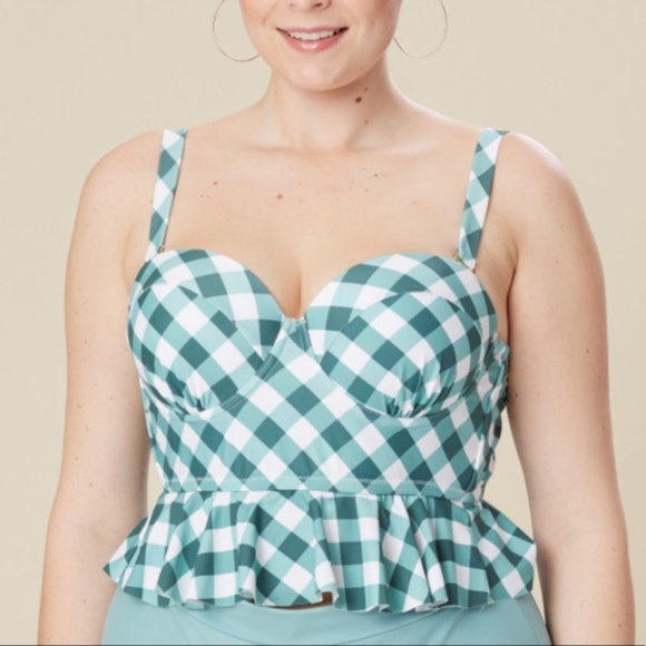 PLUS A BEAUTIFUL SOUL PLAID RUFFLE BIKINI SWIMSUIT - Picture 2 of 5